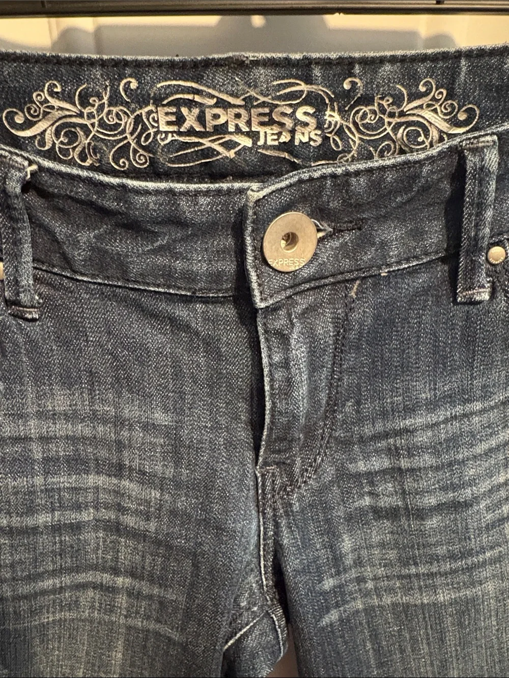 Express Indigo Washed Ripped Skinny Jeans - Picture 3 of 3